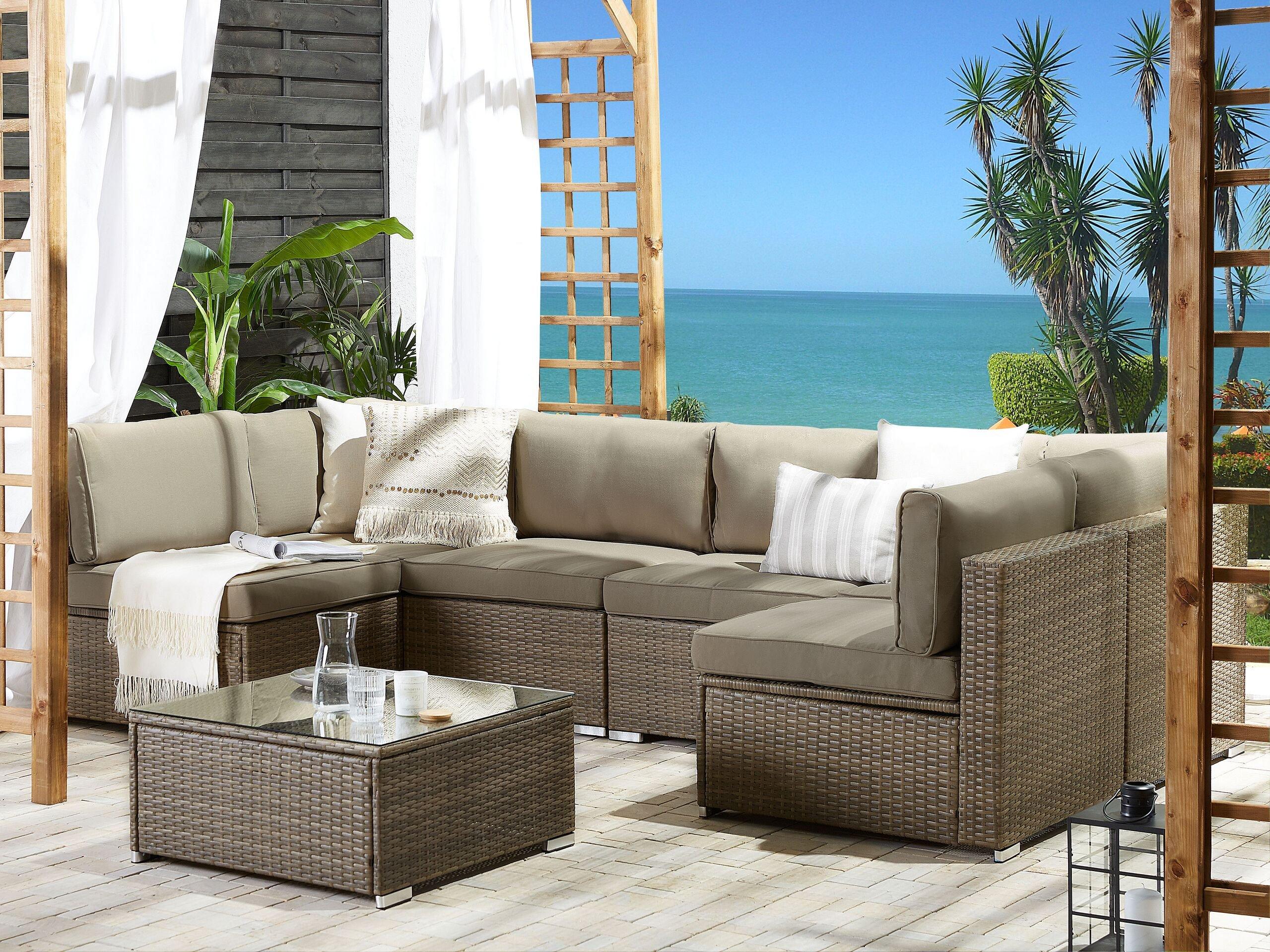 Beliani Set lounge pour jardin en Polyrotin Traditionnel BELVEDERE  