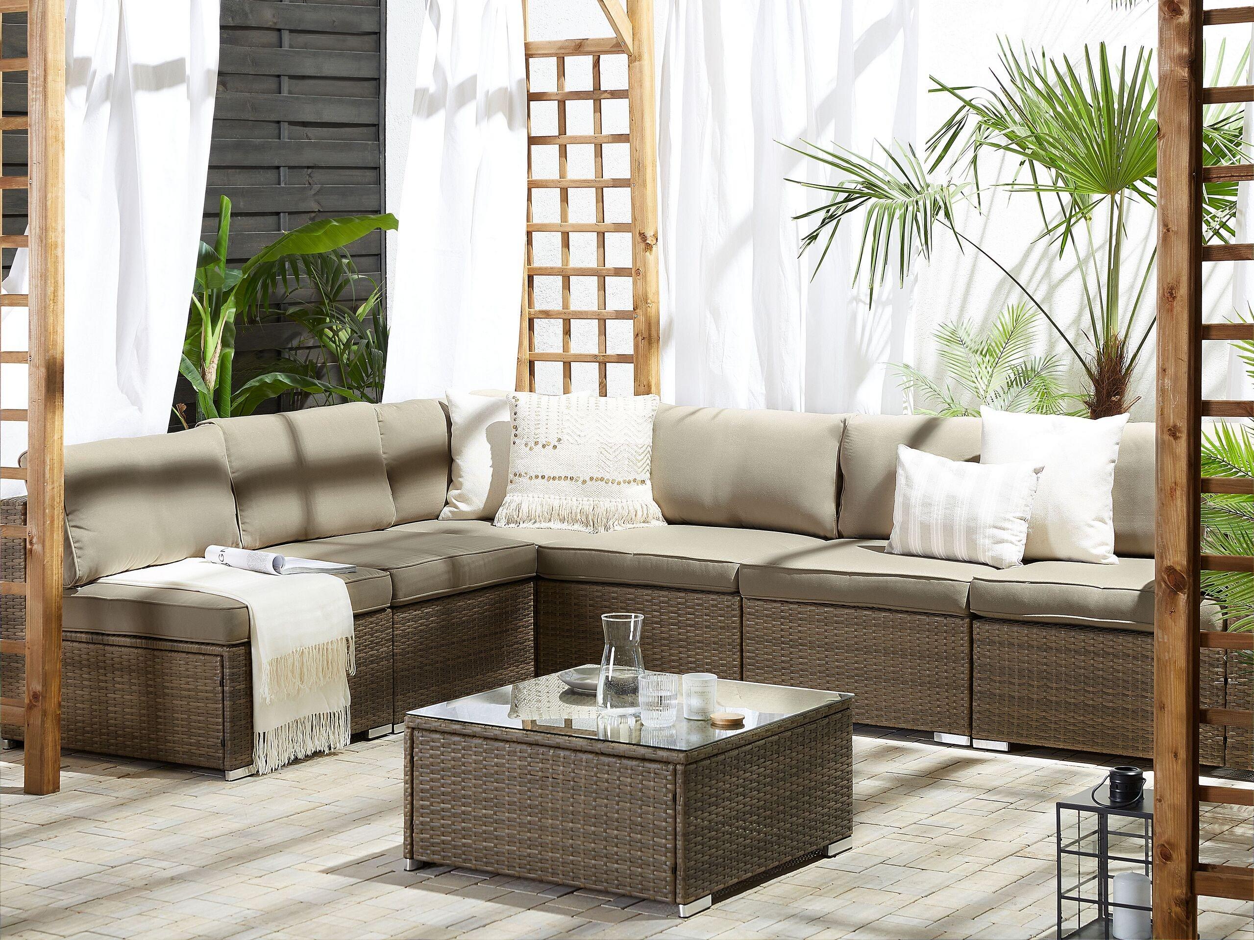 Beliani Set lounge pour jardin en Polyrotin Traditionnel BELVEDERE  