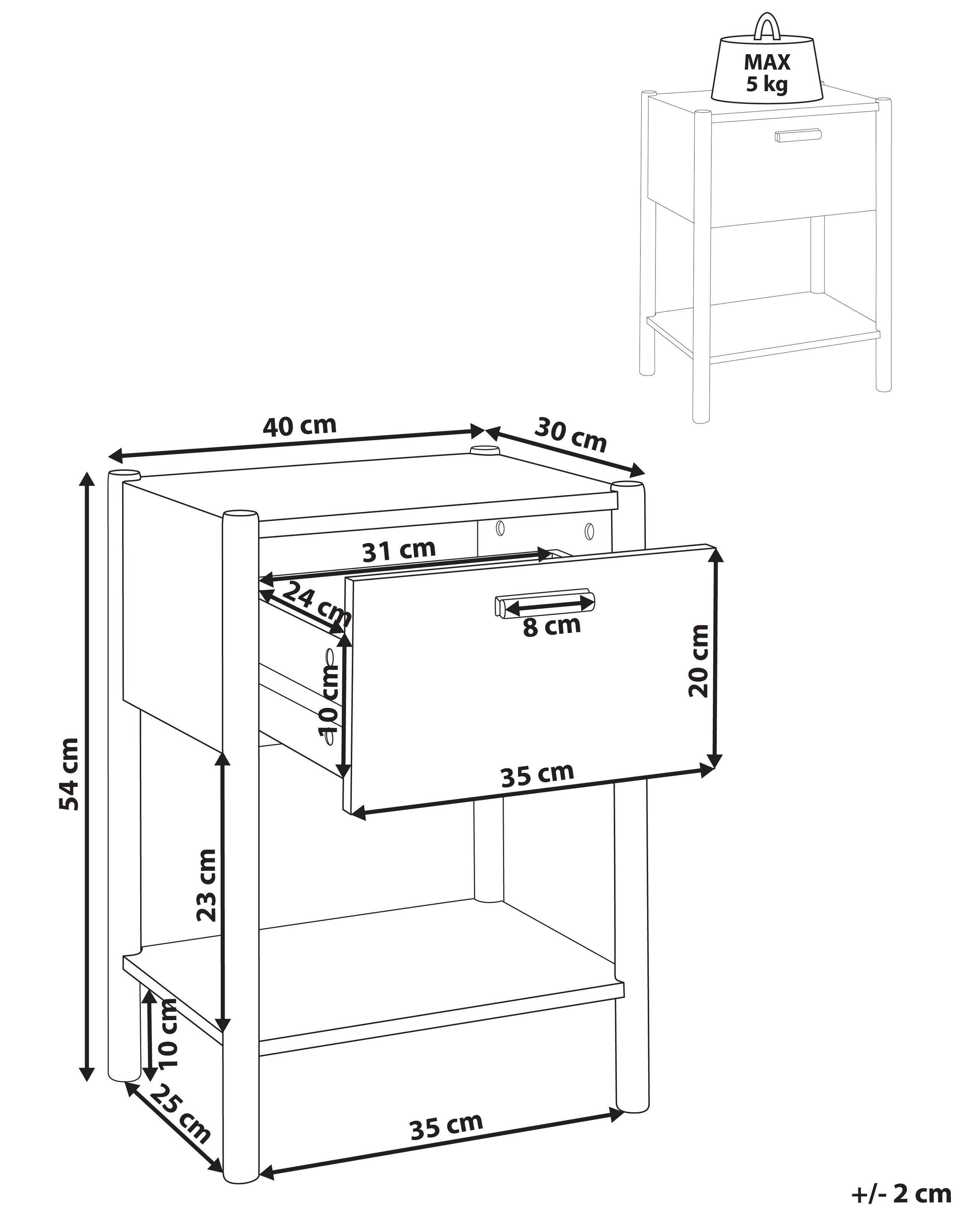 Beliani Table de nuit à 1 tiroir en MDF HOLDERVILLE  