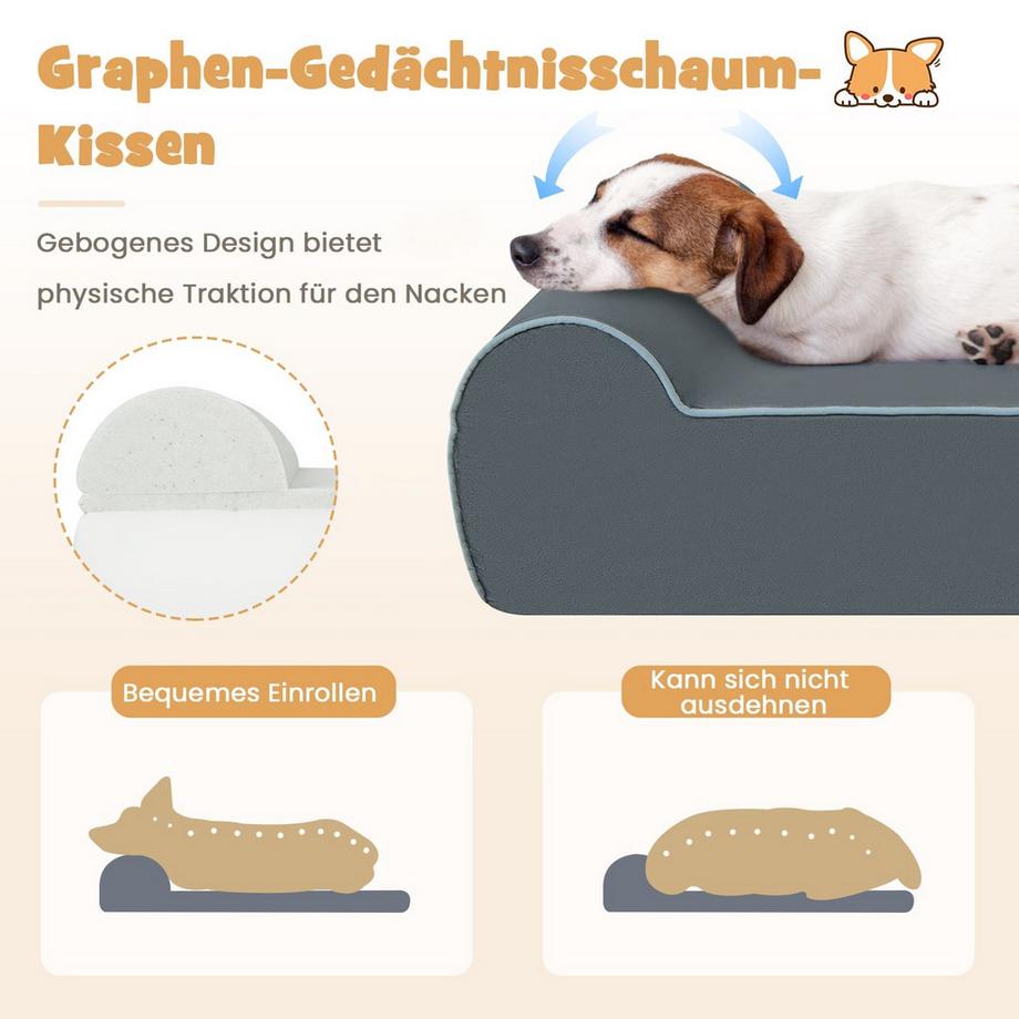 Northix  Orthopädisches Hundebett mit Kopfstütze 