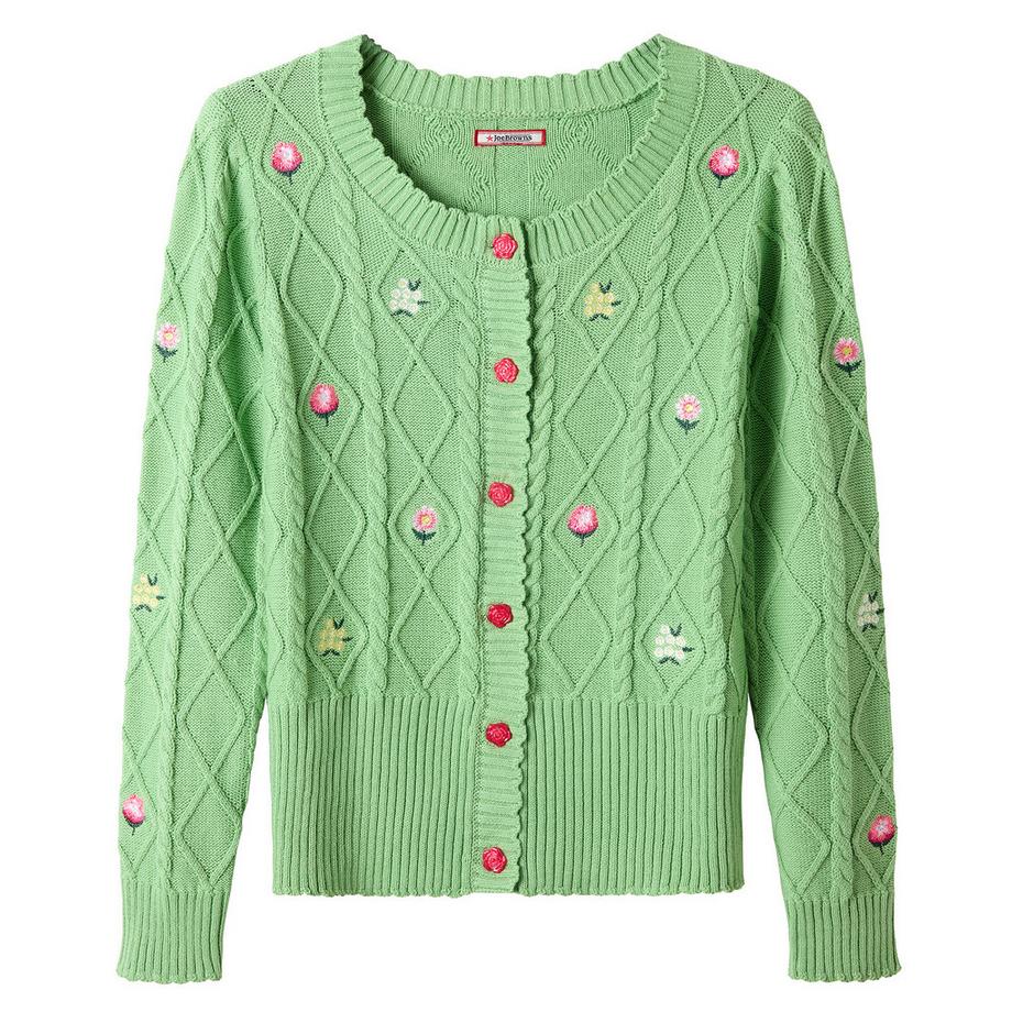 Joe Browns Cardigan mit Blumenstickerei und Zopfmuster  