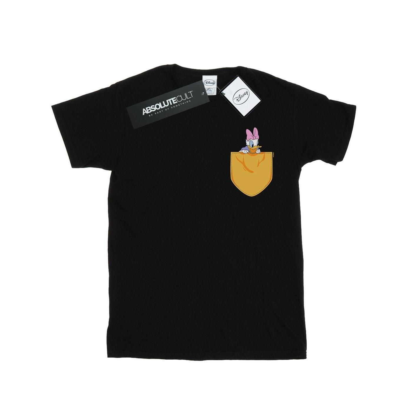 Image of Daisy Duck Faux Pocket Tshirt Herren Schwarz 3XL