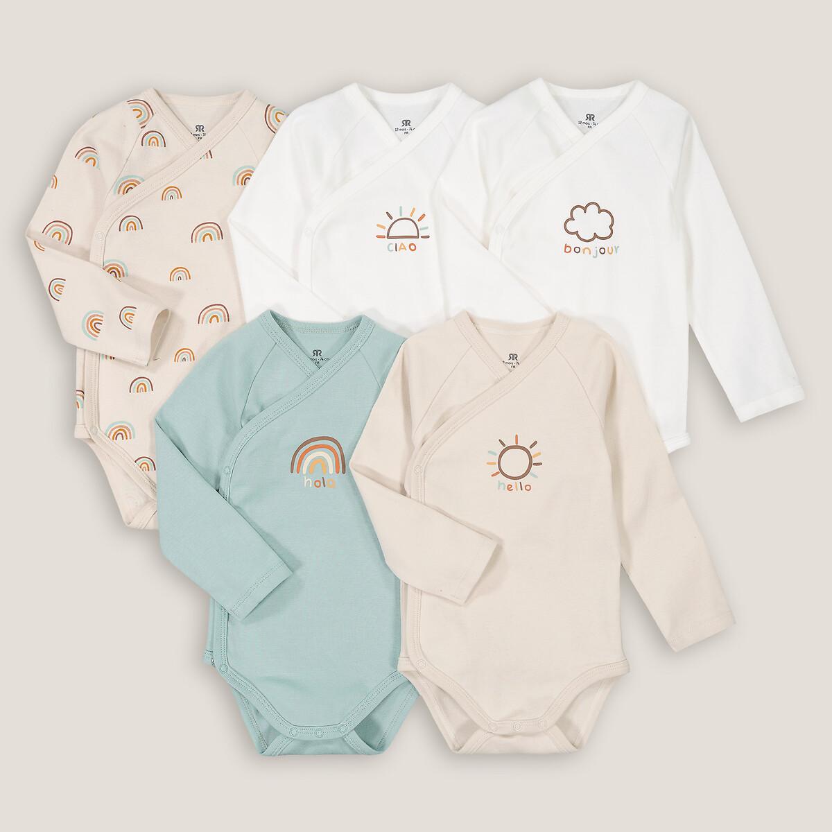 Image of 5er-pack Bodys Mit Langen Ärmeln Unisex Weiss 9M