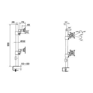 Multibrackets  Tischhalterung Officeline Dual Vertical bis 8 kg ? Schwarz 