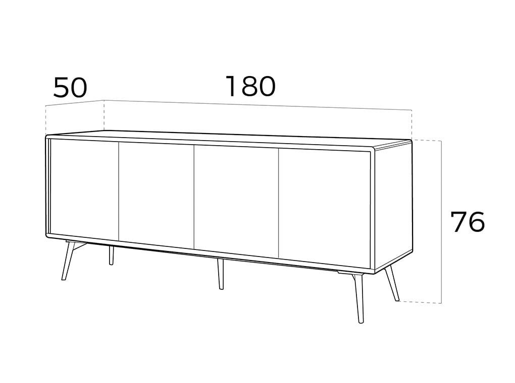 ANGEL CERDA Credenza in legno di noce e ante in vetro nero a specchio  