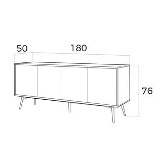 ANGEL CERDA Credenza in legno di noce e ante in vetro nero a specchio  