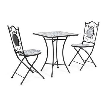 Table de jardin (lot de 3) Erice 2 chaises pliantes noir