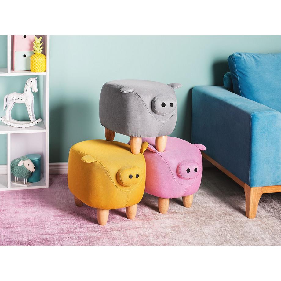 Beliani Tabouret animal en Tissu Moderne PIGGY  