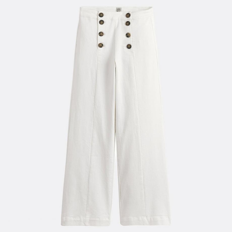 La Redoute Collections Weite High-Waist-Jeans mit Hosenklappe  