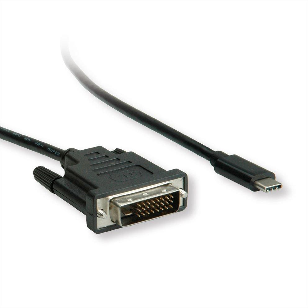 Roline  ROLINE 11045831 2 m DVI-D USB Typ-C Schwarz 