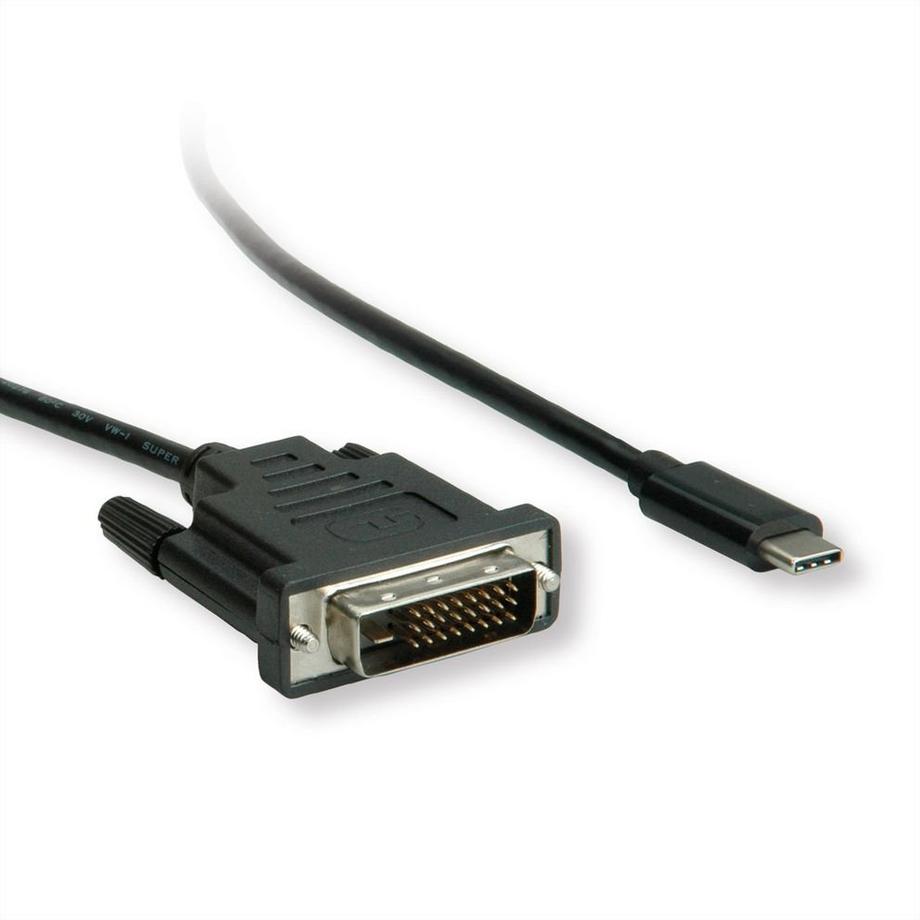 Roline  ROLINE 11045831 2 m DVI-D USB Typ-C Schwarz 