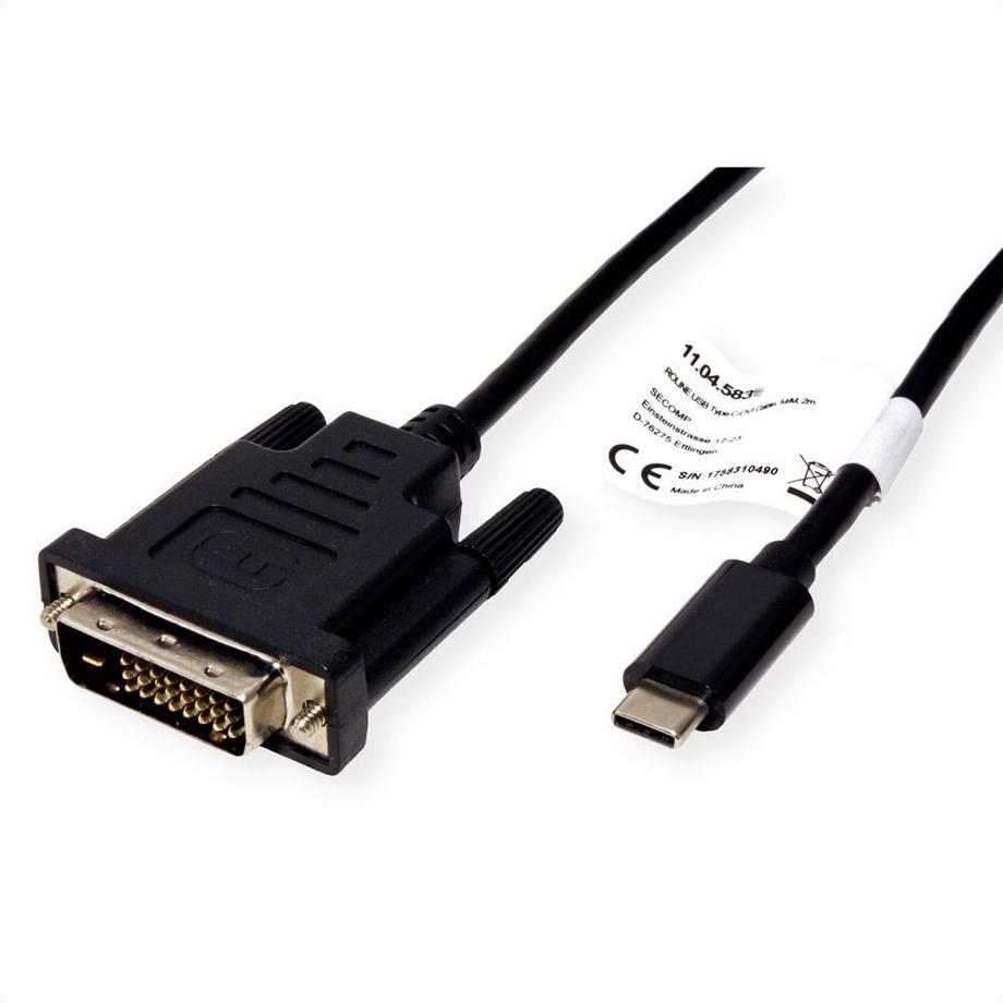 Roline  ROLINE 11045831 2 m DVI-D USB Typ-C Schwarz 