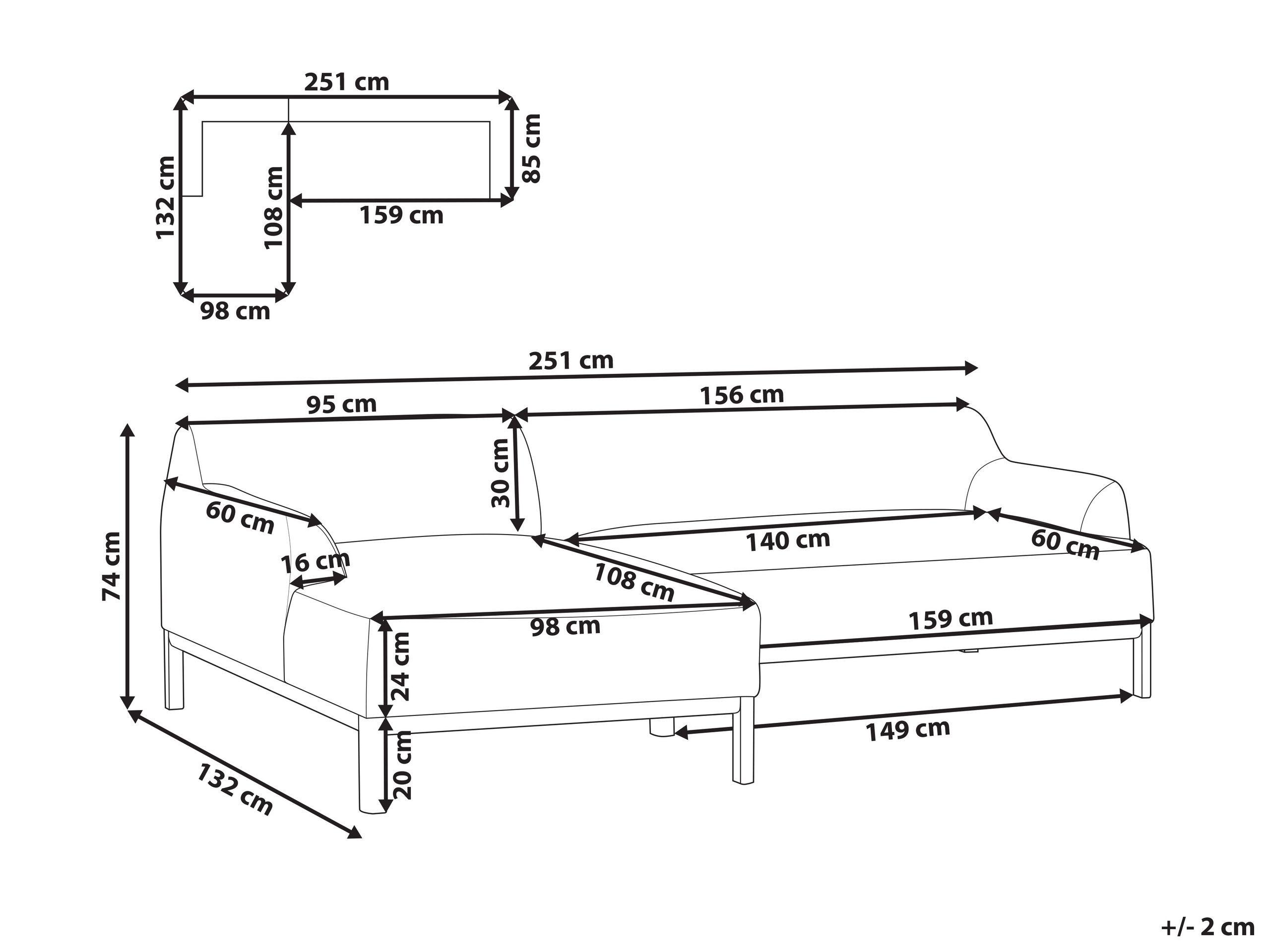 Beliani Divano angolare versione destra en Tessuto Scandinavo SOSJO  
