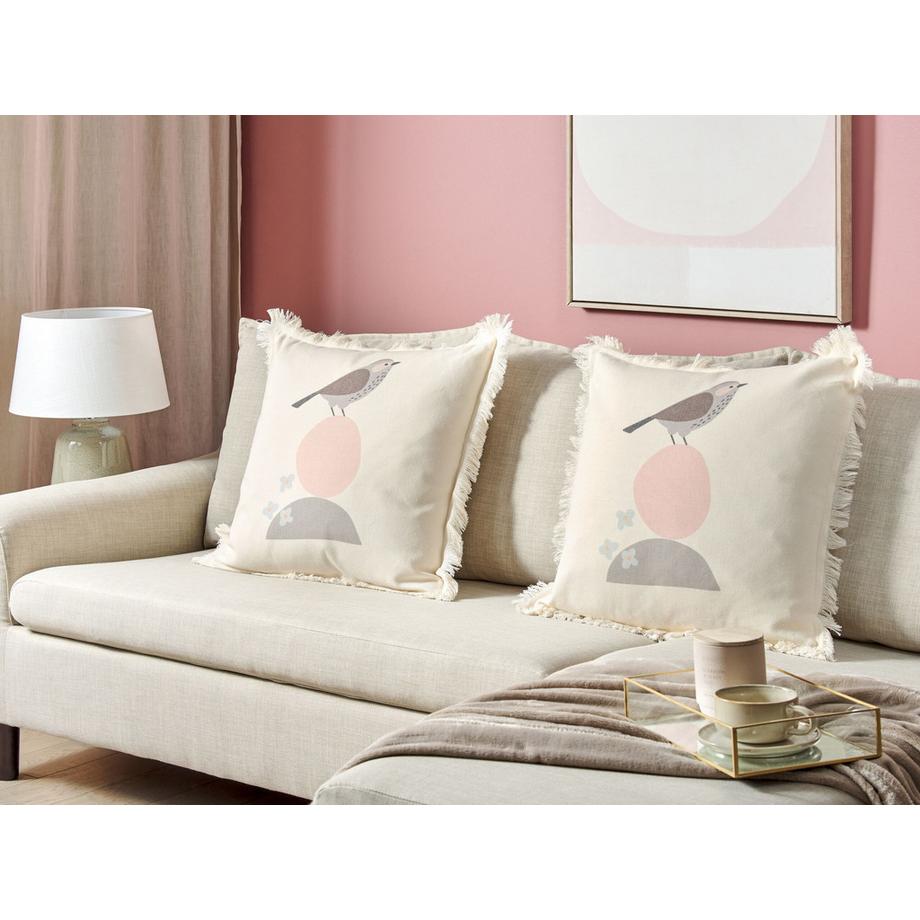 Beliani Lot de 2 coussins décoratifs en Tissu Moderne WATTLE  