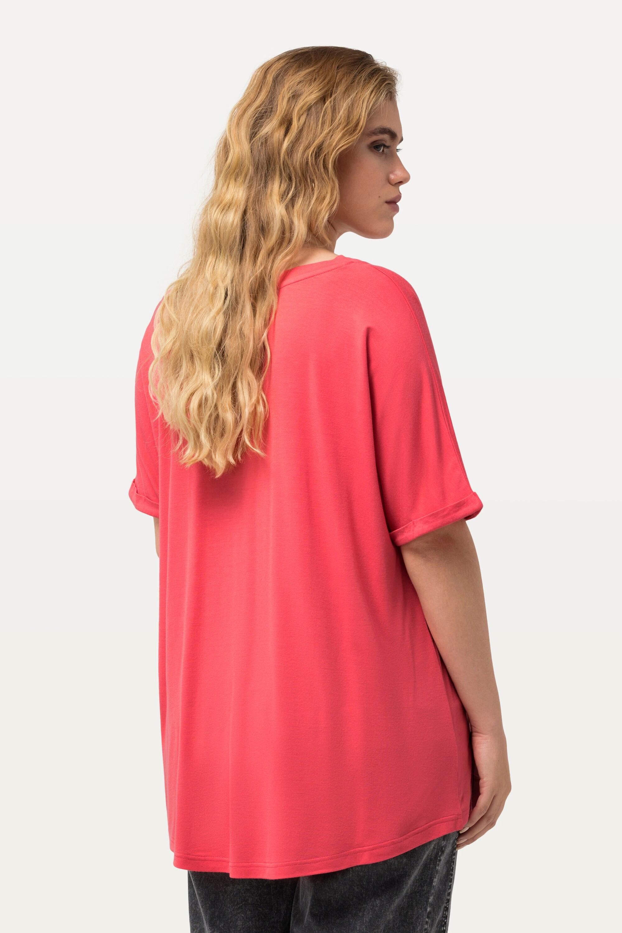 Ulla Popken  T-shirt dal taglio oversize con cuore, scollo a girocollo e mezze maniche 