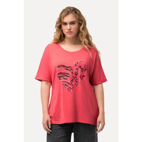 Ulla Popken  T-shirt dal taglio oversize con cuore, scollo a girocollo e mezze maniche 