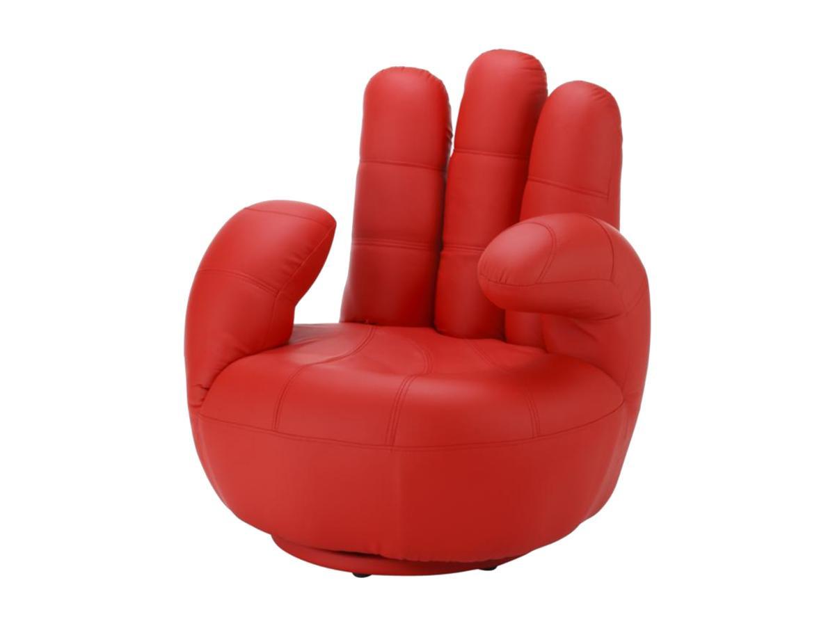 Vente-unique Poltrona a forma di mano girevole in similpelle Rosso CATCHY