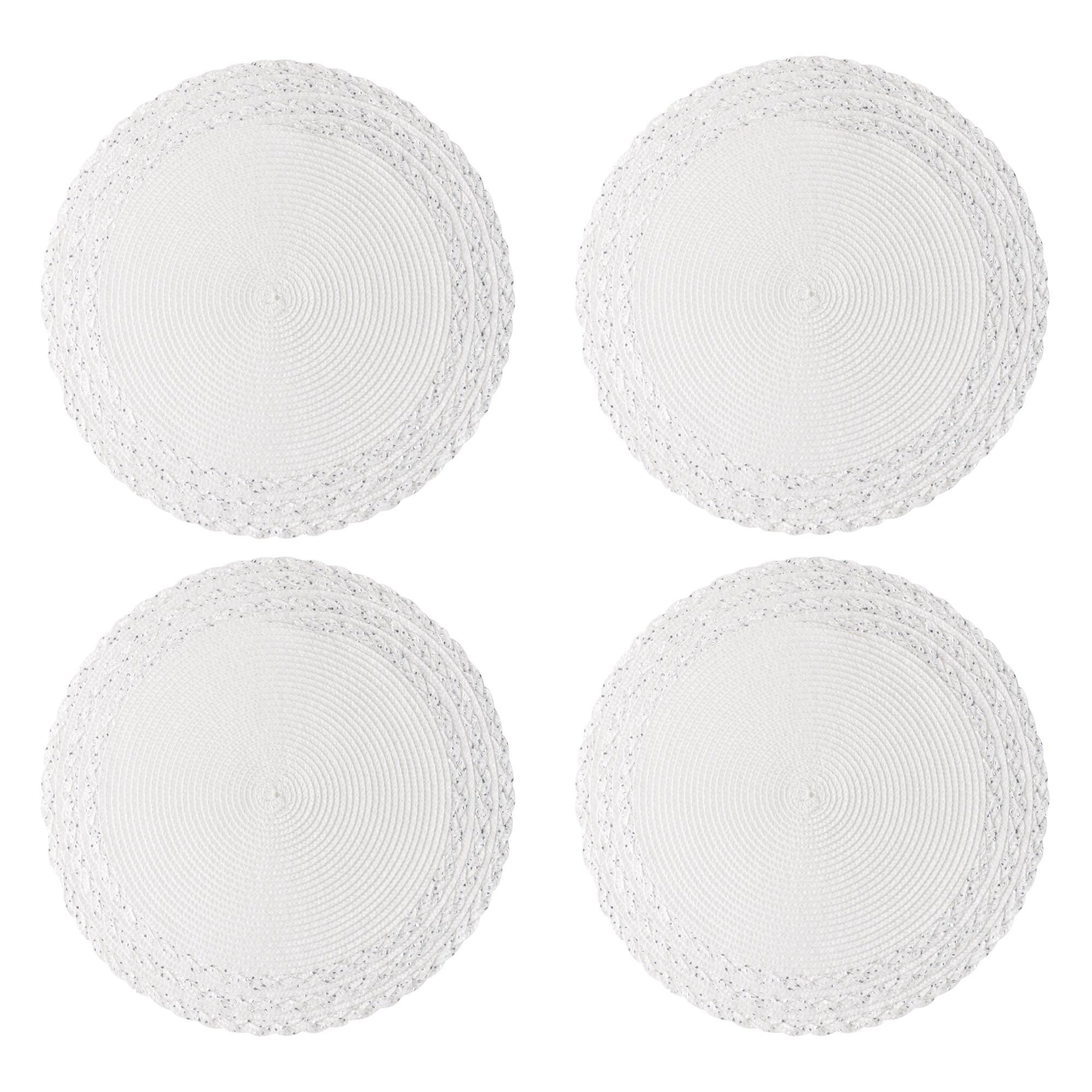 Woodart Set de 4 sets de table PP blanc 38cm  