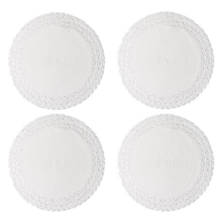 Woodart Set de 4 sets de table PP blanc 38cm  