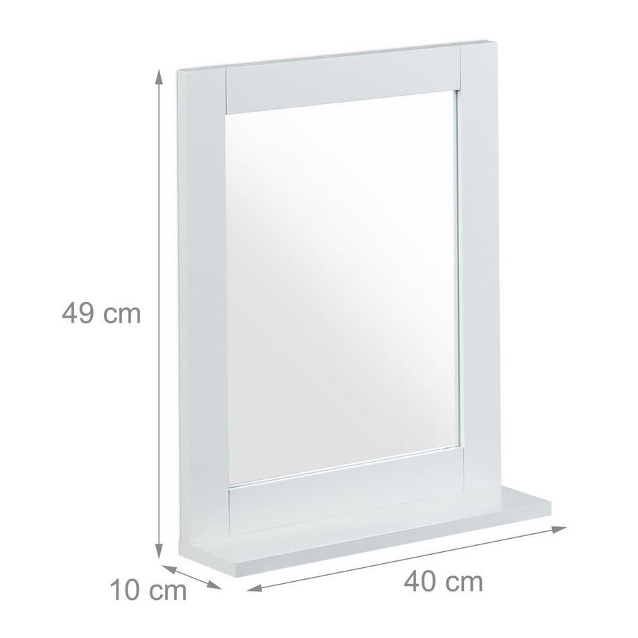 Northix Miroir mural blanc avec étagère  