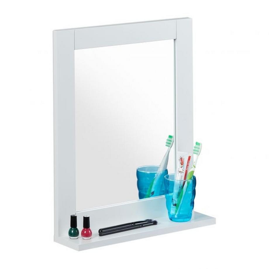 Northix Miroir mural blanc avec étagère  