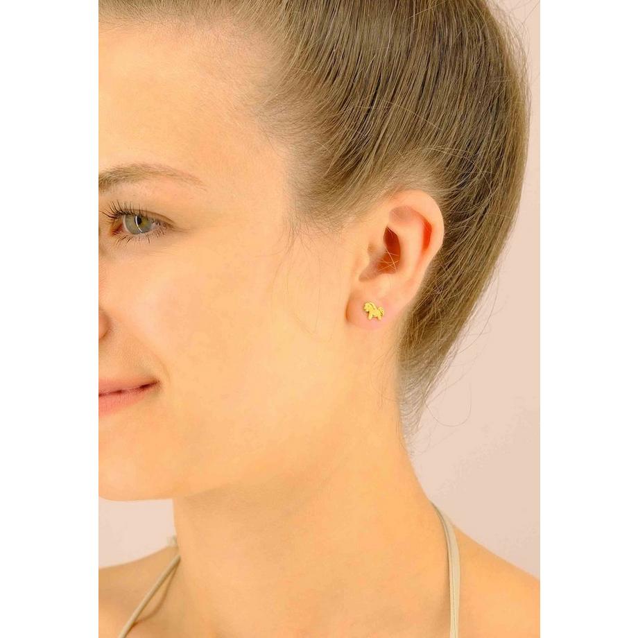 MUAU Schmuck  Ohrstecker Pferd Gelbgold 750, 8mm 