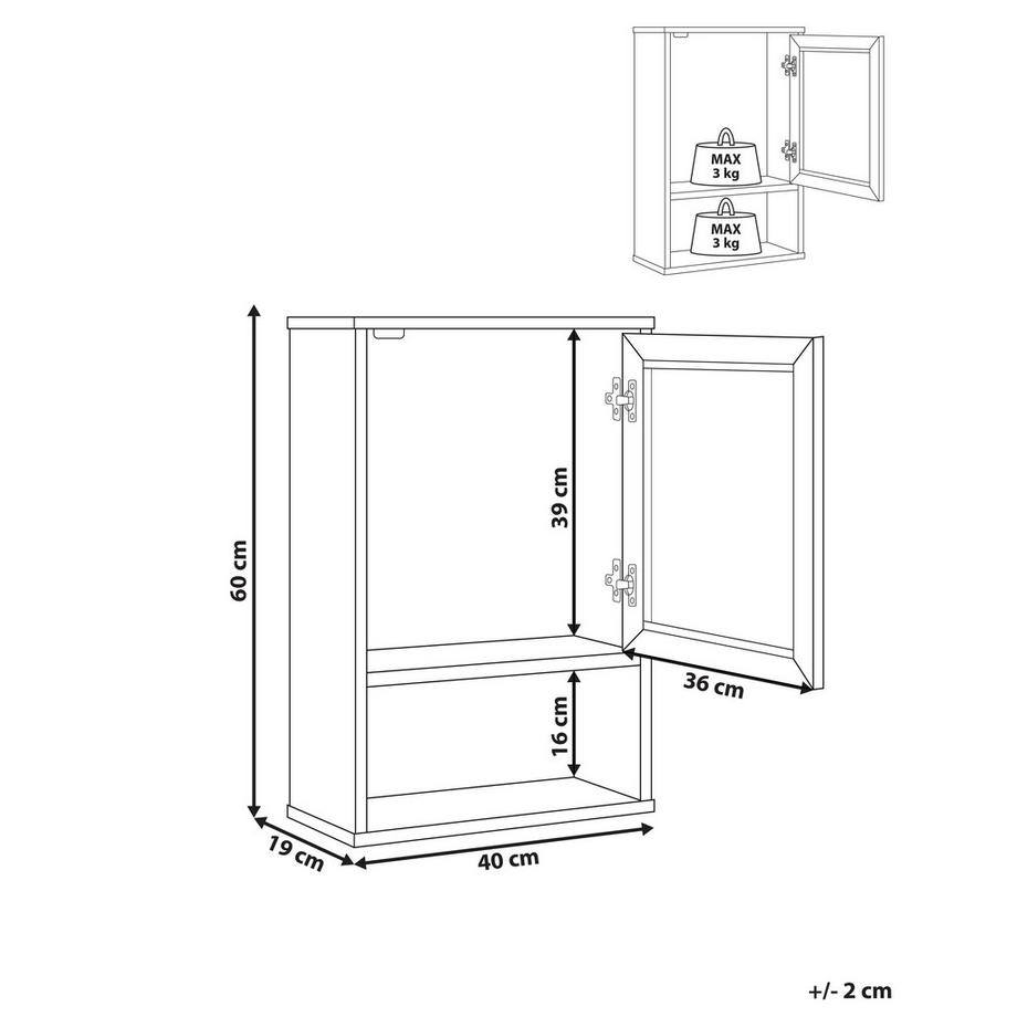 Beliani Bad-Wandschrank aus Faserplatte Boho ROSELL  