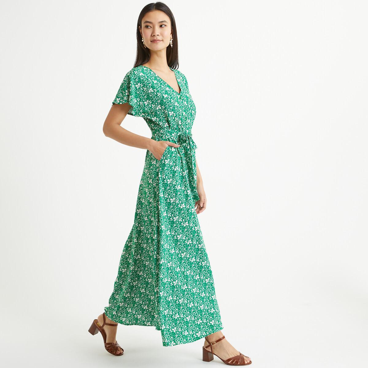 Image of Ausgestelltes Maxikleid Mit Blumenprint Damen Grün 42
