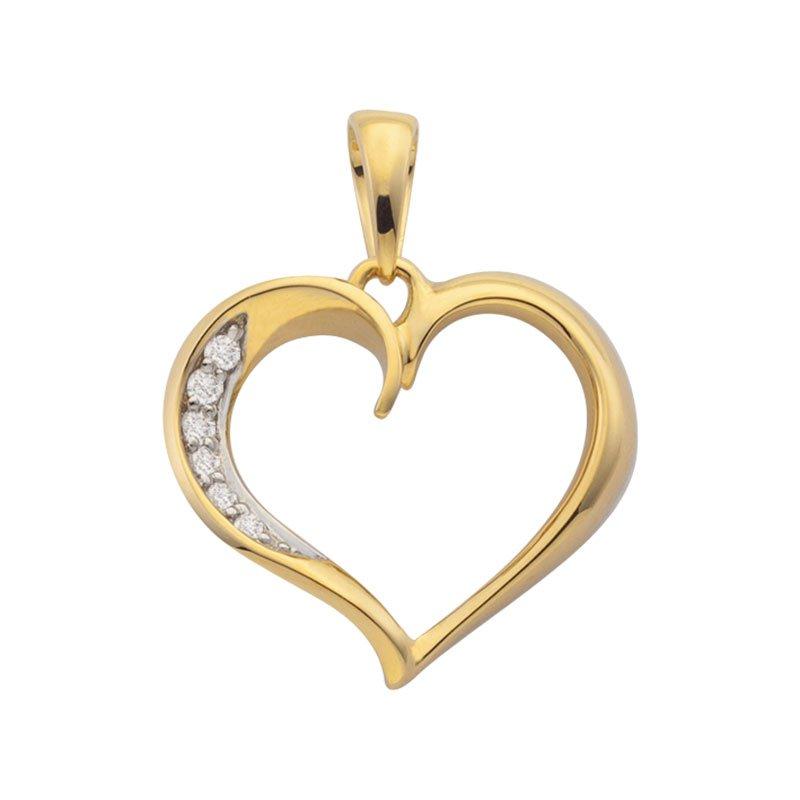 MUAU Schmuck  Anhänger Herz Gelbgold 750 Diamant 0.073ct. 22x18mm 