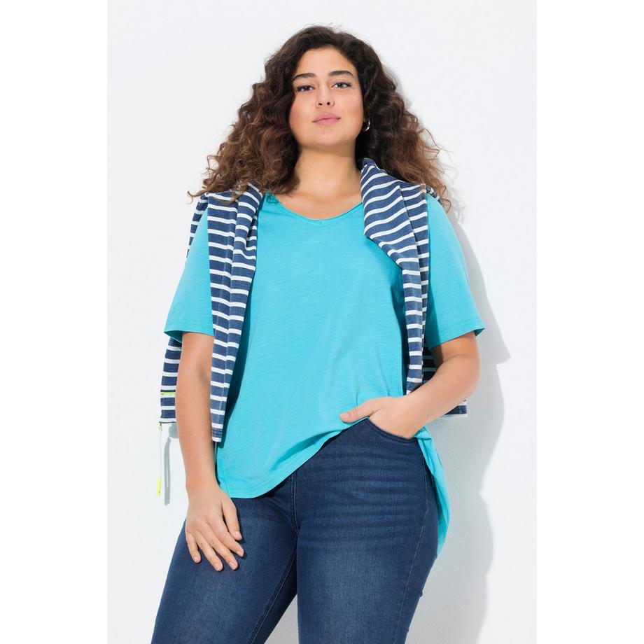 Ulla Popken T-shirt A-ligne Col V Manches Courtes  