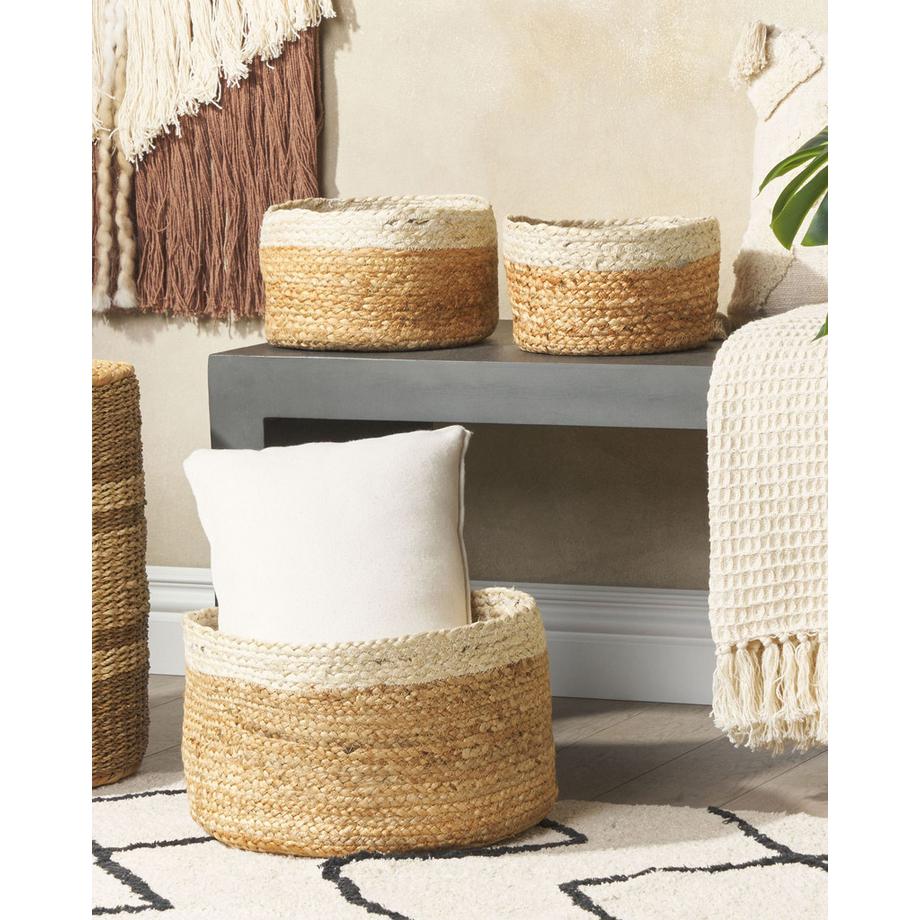 Beliani Lot de 3 paniers en Jute Boho TAJORI  