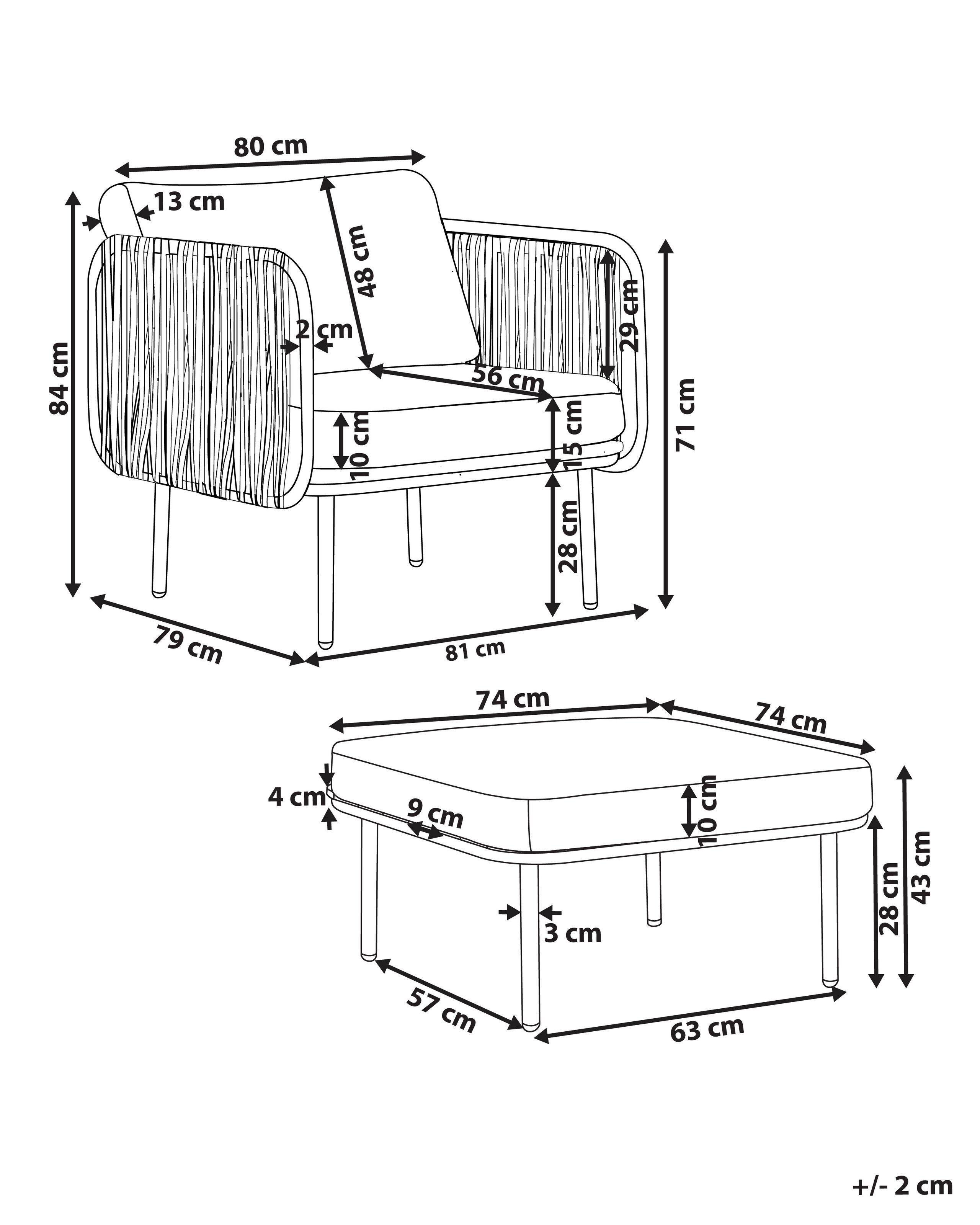 Beliani Stuhl mit Fusshocker aus Aluminium Modern SENISE  