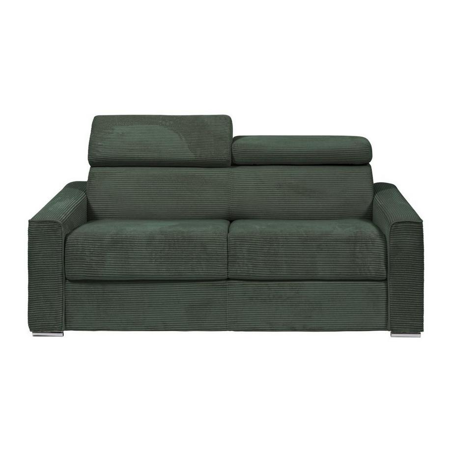 Schlafsofa mit Matratze 3-Sitzer - Liegefläche 140 cm - Matratze 22 cm - Cord - Grün - VIZIR