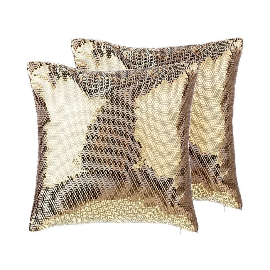 Beliani Dekokissen 2er Set aus Polyester Glamourös ASTER  