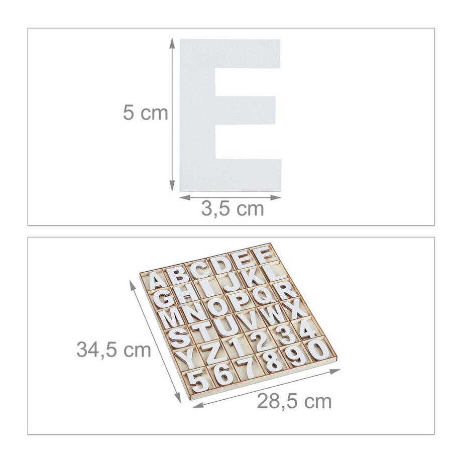 Northix  Buchstaben und Zahlen aus Holz 144 Teile 