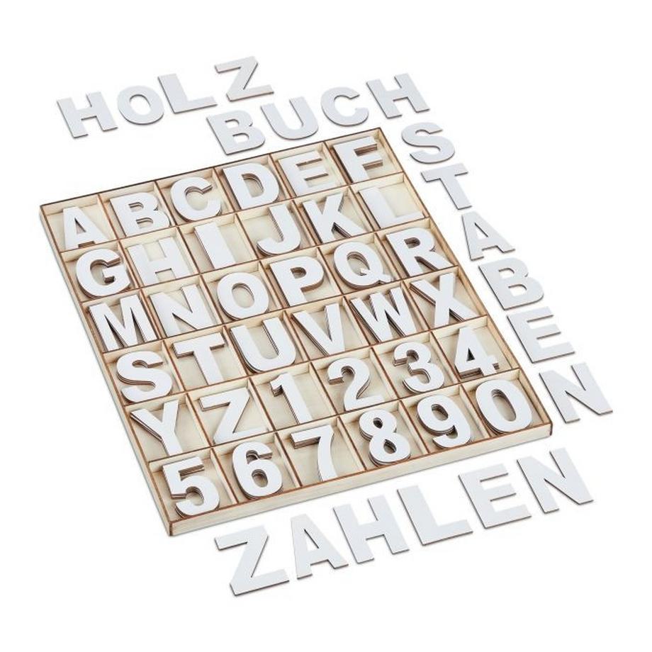 Northix  Buchstaben und Zahlen aus Holz 144 Teile 