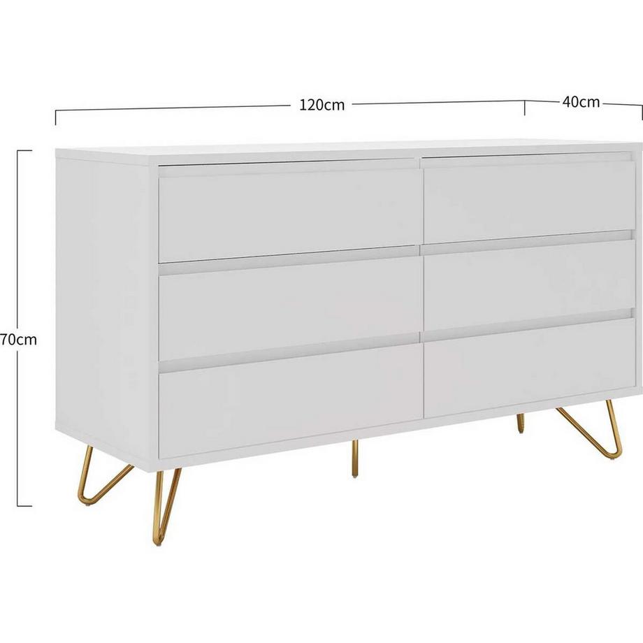 mutoni Kommode Breit 6 Schubladen weiss  