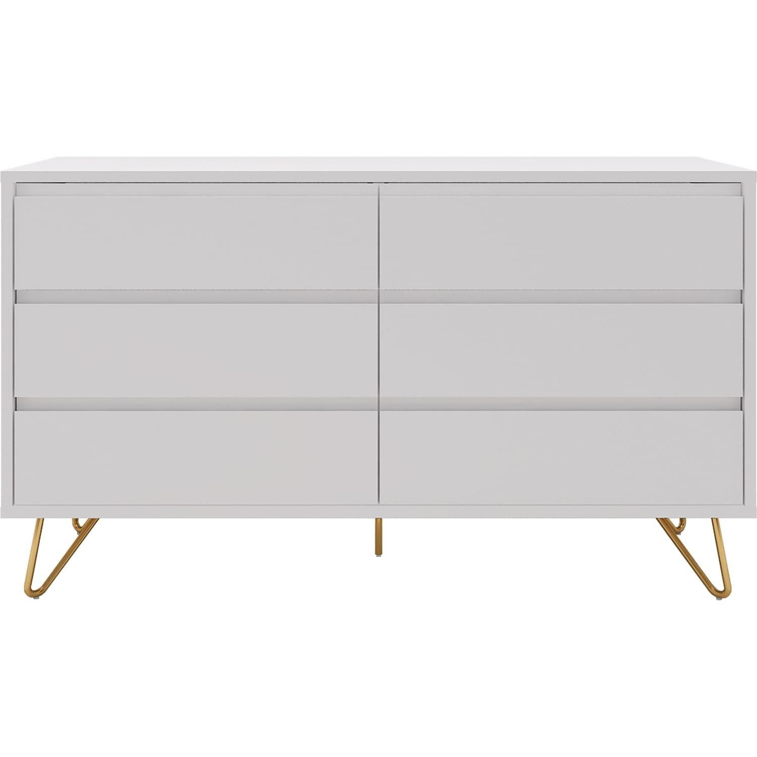 Image of Kommode Breit 6 Schubladen weiss Kommode Breit 6 Schubladen weiss