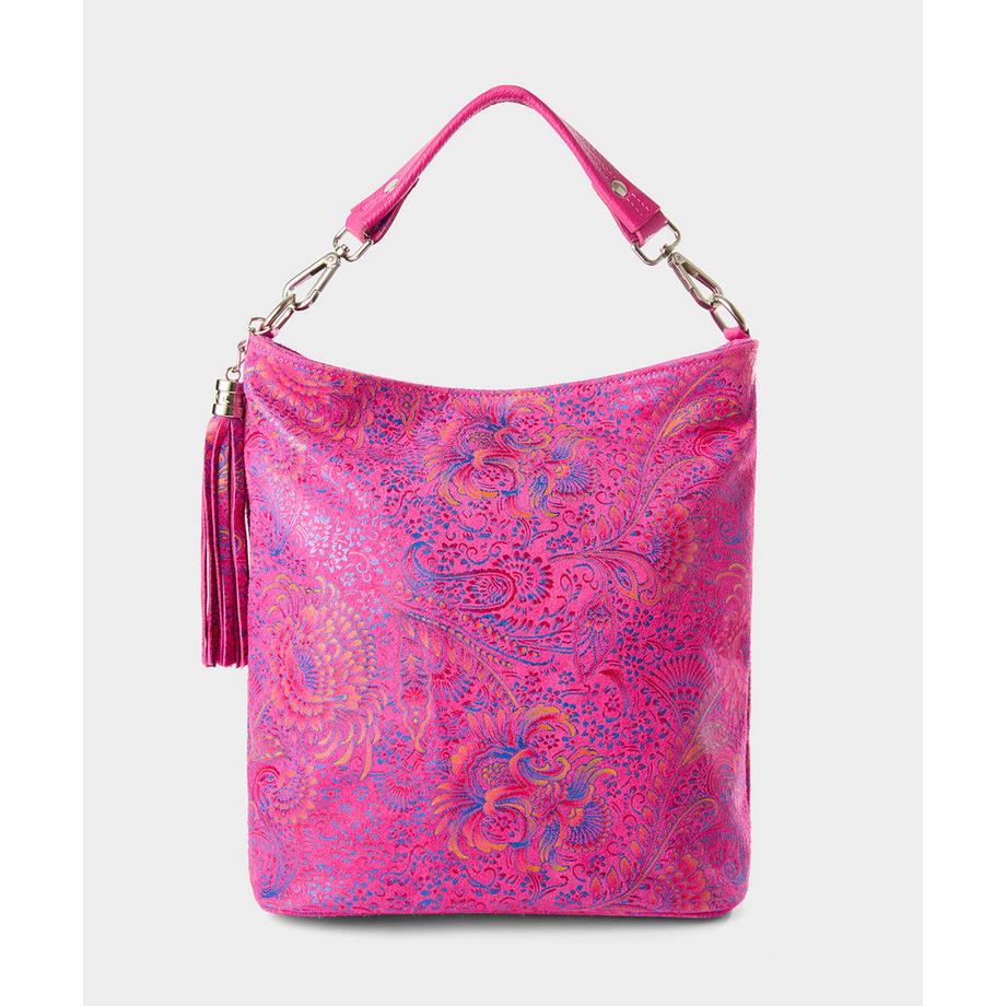 Veloursledertasche mit auffälligem Paisleymuster