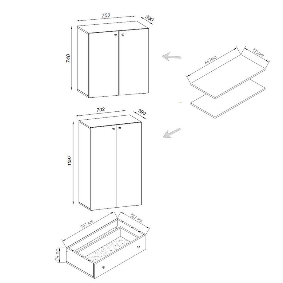 VCM XXL Schuhschrank Kleiderschrank Schuhe Schrank Dielenschrank Lona 5f Schublade  