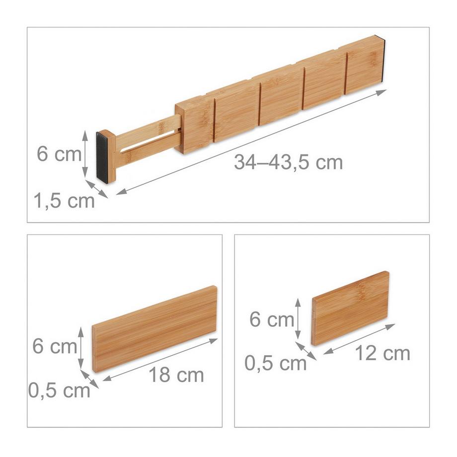 B2X ensemble de séparateurs de tiroirs en bambou en 13 parties  