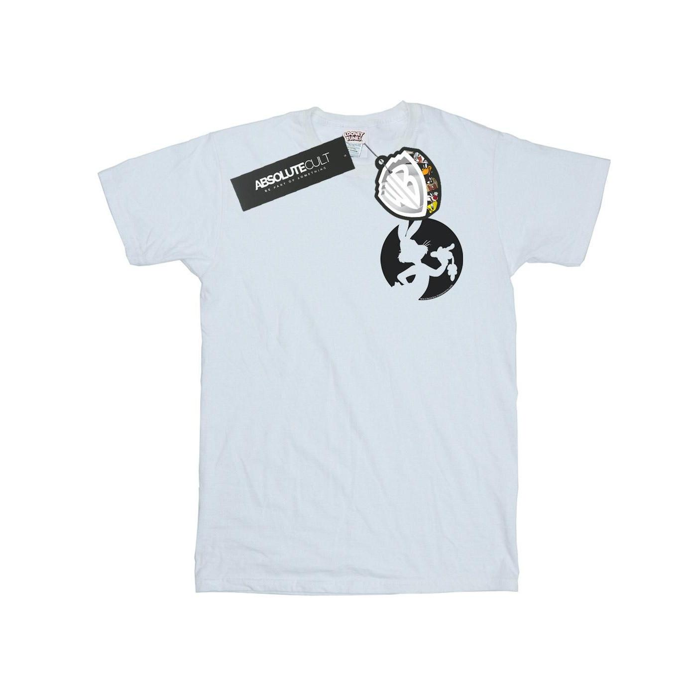 Image of Bugs Bunny Silhouette Breast Print Tshirt Damen Weiss S