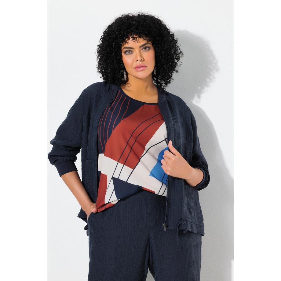 Ulla Popken Blouson Tunnelzug Collegekragen Lyocell-Mix  