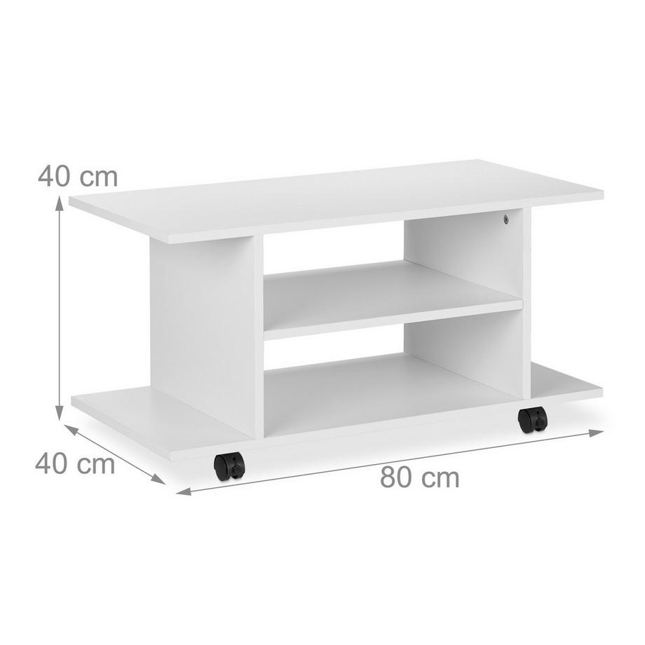 B2X  Meuble TV blanc sur roulettes 