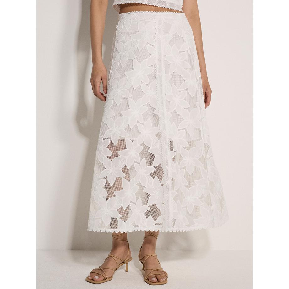 APRICOT Floraler Mesh Spitzen Midi Rock  
