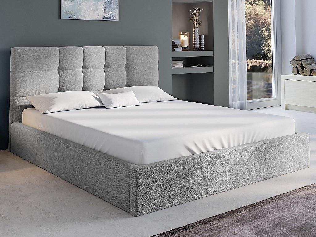 PASCAL MORABITO Letto con Contenitore + Materasso 140 x 190 cm in Tessuto Grigio - ELIAVA  
