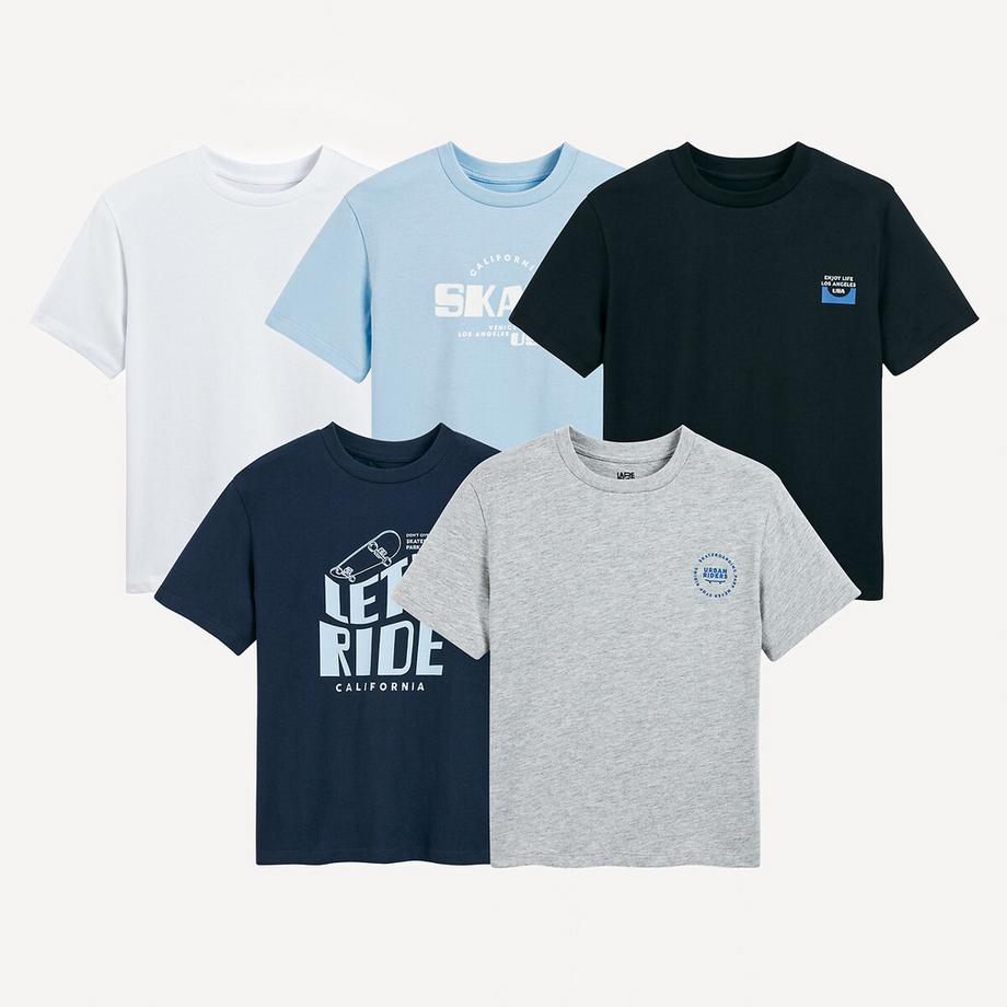 5er-Pack T-Shirts mit Message-Print