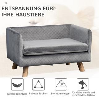 Northio  Canapé Pour Chien Au Toucher Velours Pour Petits Chiens Jusqu'À 8 Kg, Avec Pieds En Bois, Gris, 64 X 45 X 36 Cm 