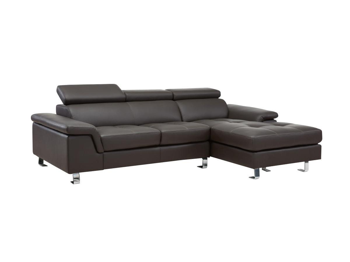 Vente-unique Ecksofa Leder Ecke Rechts MISHIMA  