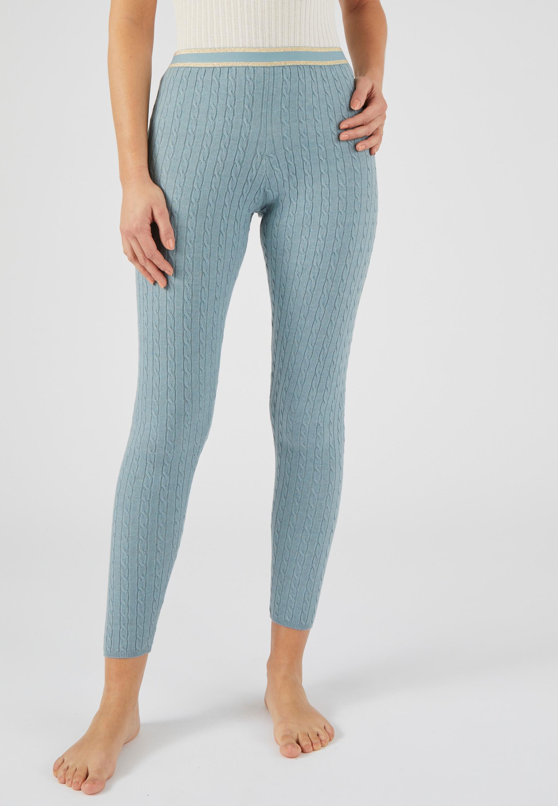 Image of Leggings Mit Zopfmuster Thermolactyl Damen Grün 50/52